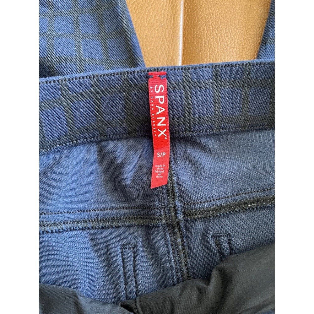 Spanx Blue Check Plaid Pull On Slimming Jeggings Women’s Size Small Pants - Picture 5 of 6